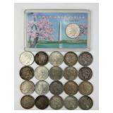 21 90% Silver 1923 & 1924 Peace Dollars.