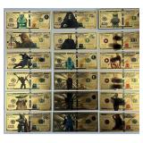 37 24KT Gold Leaf Star Wars Novelty Banknotes.