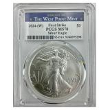 PCGS MS 70 1oz Fine Silver 2024-W Eagle.