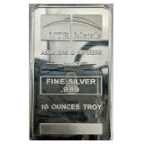10 Troy Oz. Fine Silver NTR Metals Bar.