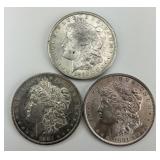 3 90% Silver Morgan Dollars.