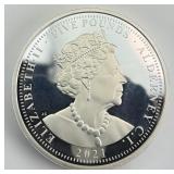 2 Troy Oz Fine Silver 2021 English Proof Coin.