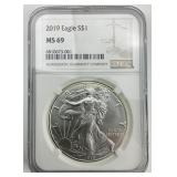 NGC MS 69 Fine Silver 2019 Eagle $1.