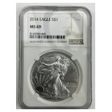 NGC MS 69 Fine Silver 2014 Eagle $1.
