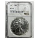 NGC MS 69 Fine Silver 2013 Eagle $1.