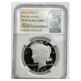 NGC PF 70 Fine Silver 2023 First Issue Peace $1.