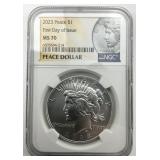 NGC MS 70 Fine Silver 2023 First Issue Peace $1.