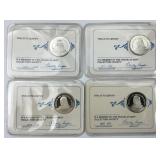 4 Sterling Franklin Mint Society Coin Cards.