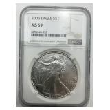 NGC MS 69 Fine Silver 2006 Eagle $1.