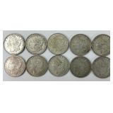 10 90% Silver 1921 Morgan Dollars.