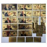 21 24KT Gold Leaf Novelty Fantasy Banknotes.