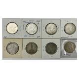 8 90% Silver German WWII 5 Reichsmark Coins.