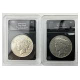 Graded 90% Silver 1934 & 1935 Peace Dollars.