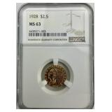 NGC MS 63 90% Gold 1928 Indian Head $2.50.