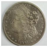 90% Silver 1891-CC Morgan Dollar.