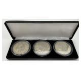 3 90% Silver 1921, 1921-S, 1921-D Morgan Dollars.