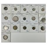 16 Foreign Coins Dates 1780-1916.