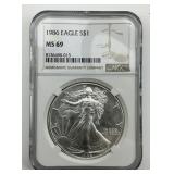 NGC MS 69 Fine Silver 1986 Eagle $1.