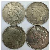 4 90% Silver 1934 Peace Dollars.