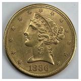 90% Gold 1886-S Liberty Head $5 Eagle.