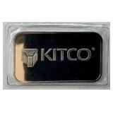 New 1 Troy Oz Fine Silver Kitco Metals Bar.