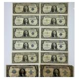 8 Blue Seal Silver Certificate $1 & 2 Large $1.