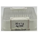 30 1g Fine Silver German Geiger Bar Mint Box.