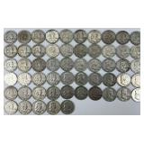 55 90% Silver 1948-1963 Franklin Half Dollars.