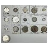 16 50-90% Silver Foreign Coins.
