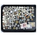 Foreign Banknotes, Coin and Token Lot.