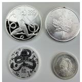 4 .25-1 Troy Oz Fine Silver Rounds.
