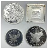 4 1 Troy Oz Fine Silver Rounds.