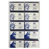 12 U.S. Mint Proof & Quarter Sets 2000-07.