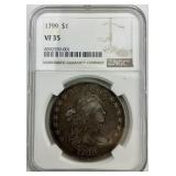 NGC VF 35 1799 Draped Bust Silver $1.