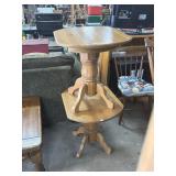 Vintage Solid Oak Pedestal End Tables.