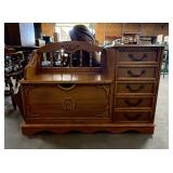 Vintage Oak Gossip Bench.