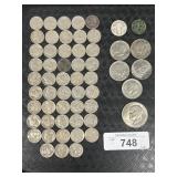 90% Silver Quarter, Buffalo Nickels, Ike Dollar.