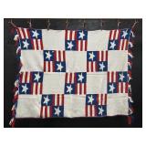 Hand Knitted Patriotic American Flag Blanket.