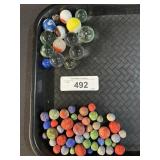 Vtg Clay Marbles, Glass Swirl & Cats Eye Marbles.