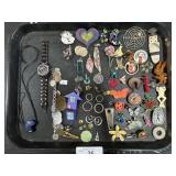 Costume Jewelry, Brooches, Pendants, Bracelet.