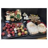 Christmas Ornaments, Figures, & Vase.