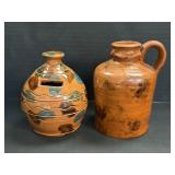 Breininger Redware Coin Bank & Jug.