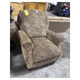 Clean Brown & Beige Paisley Upholstered Armchair.