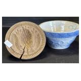 Antique Salt Glazed Bowl & HandCarved Butter