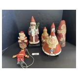 Vintage Christmas Santaï¿½s, Candle, Carved Wood.