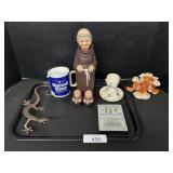 Goebel Friar Tuck Decanter, Napco Egg Cup.