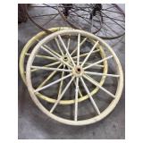 (2) Wooden Wagon Wheels.