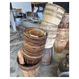 (19) Vtg Bushel Baskets, Nail Keg, Bent Wood Bird