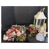 Large Lot Of Christmas Ornaments & Lantern.