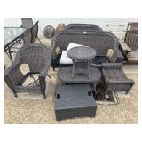 Dark Toned Woven Wicker Outdoor Patio Furniture.